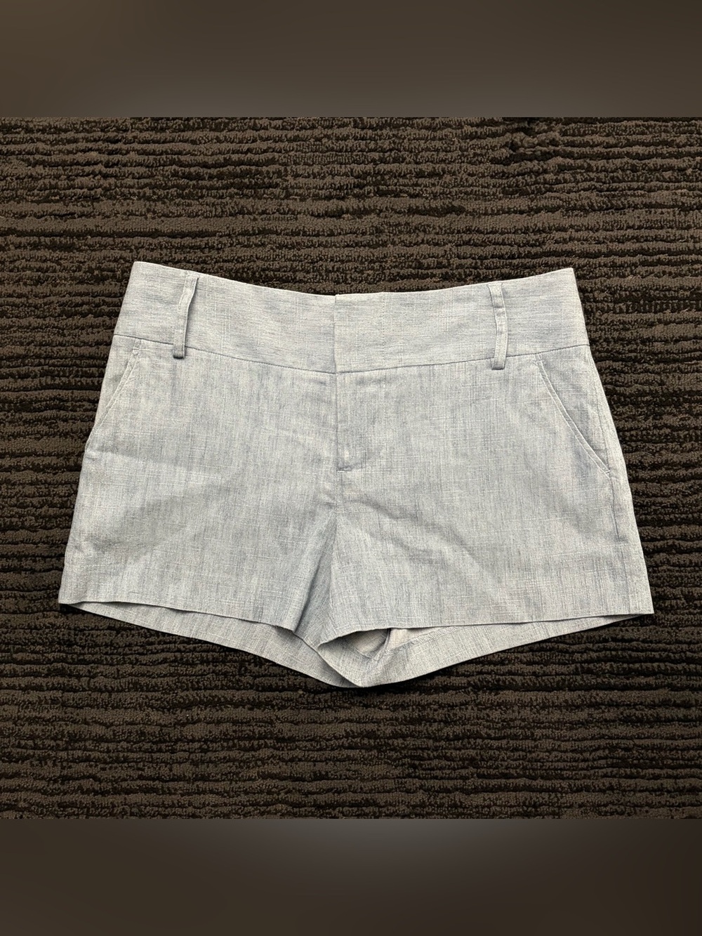 Alice + Olivia Deacon Chambray High Waisted Linen Blend Tailored Summer Shorts